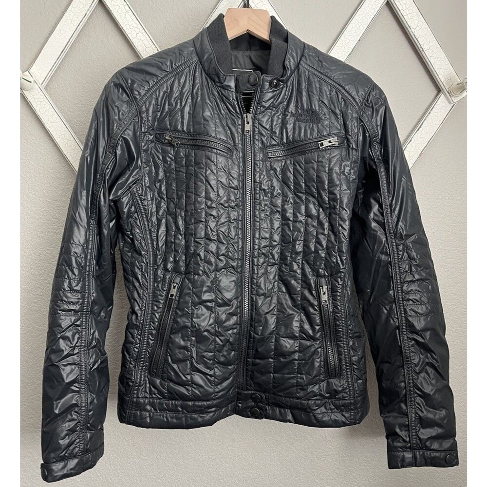 The North Face Arel Women's M Motorcycle Moto Quilted Puffer Jacket - Black